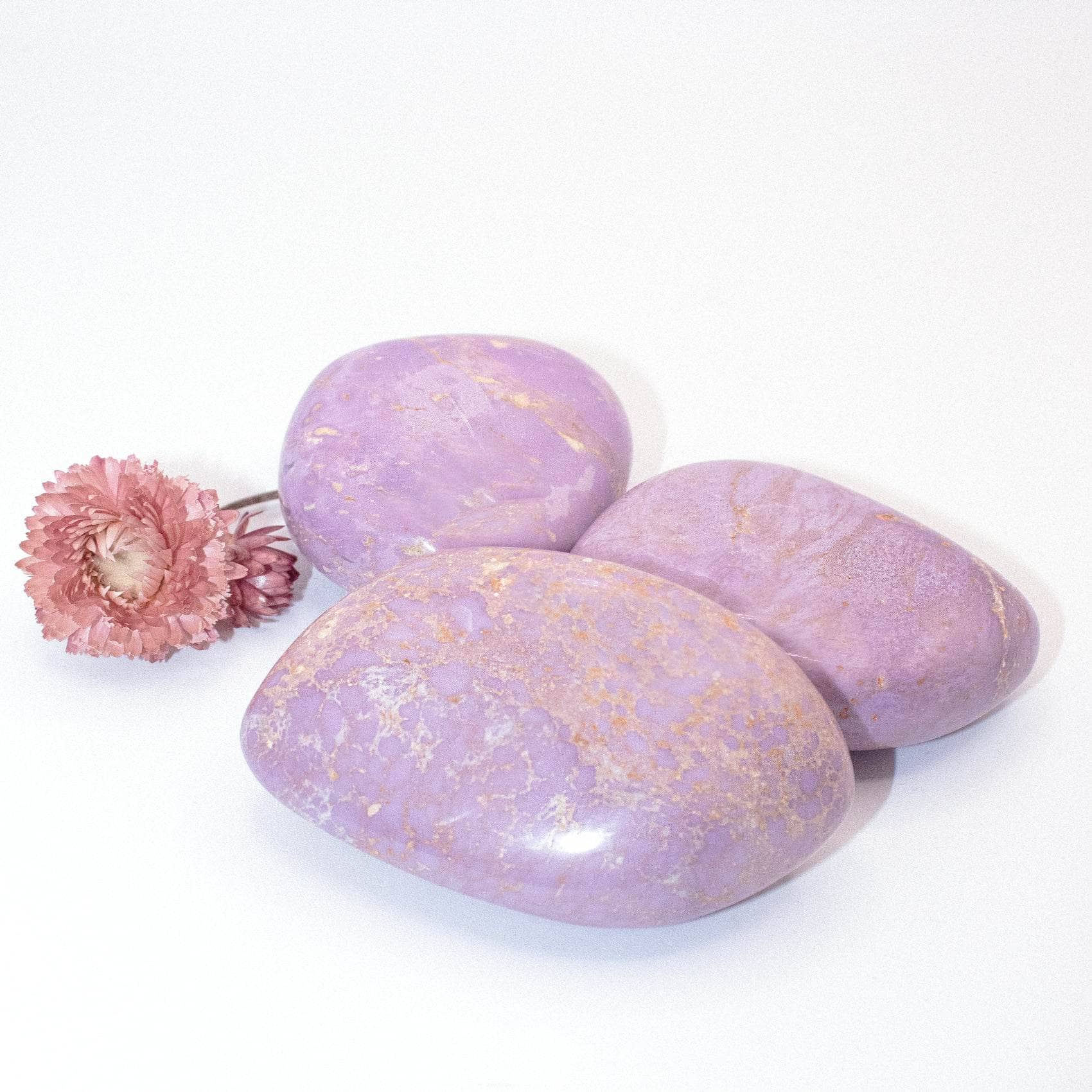 AAA Phosphosiderite palm stone with beautiful lavender coloring
