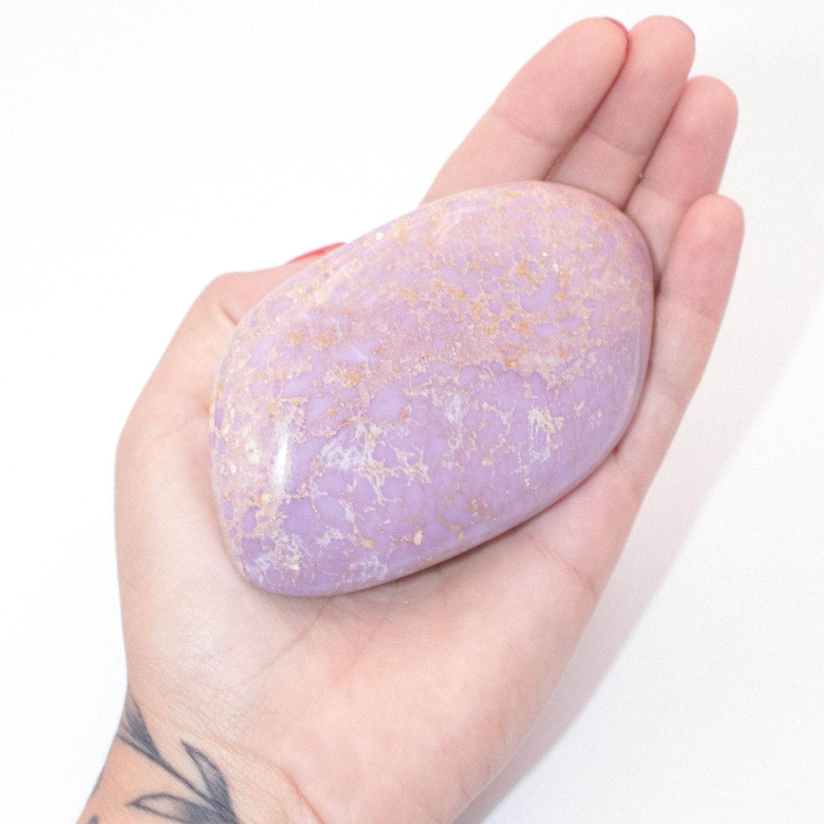 AAA Phosphosiderite palm stone with beautiful lavender coloring