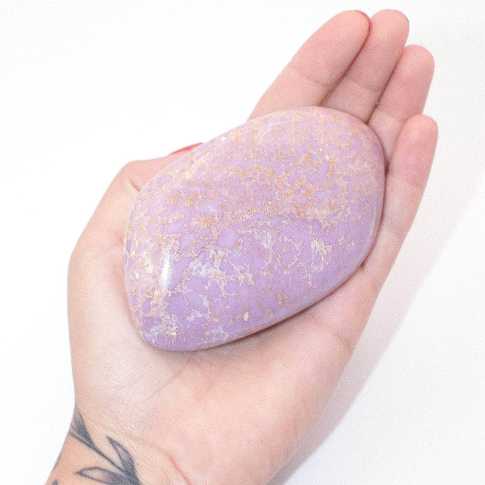 AAA Phosphosiderite palm stone with beautiful lavender coloring
