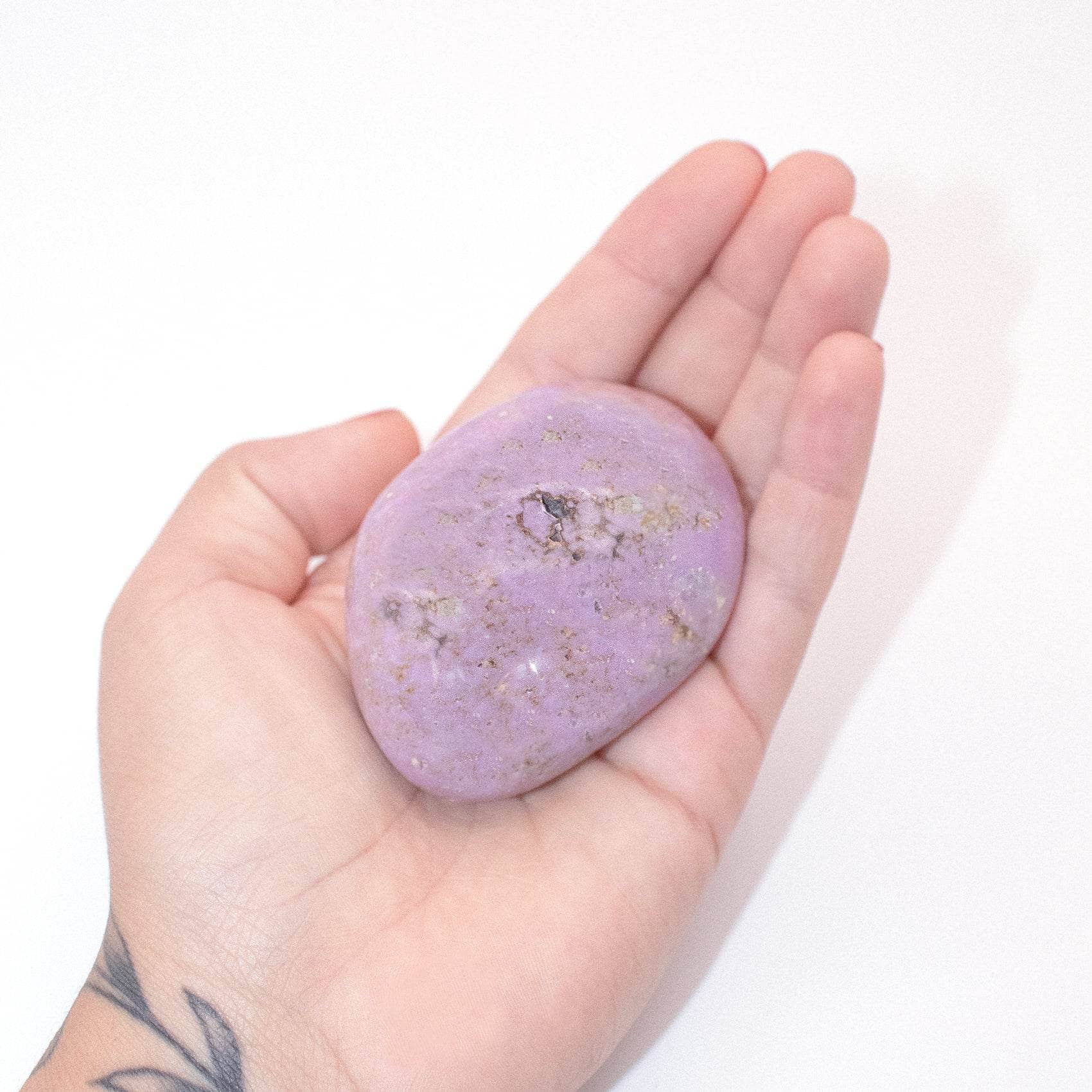 AAA Phosphosiderite palm stone with beautiful lavender coloring