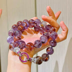 Natural Amethyst Phantom crystal necklace with large stones for spiritual insight, Crystalvana