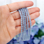 Angelite Beaded Bracelet – natural Angelite crystal bracelet by Crystalvana