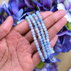 Aquamarine bracelet worn on the wrist