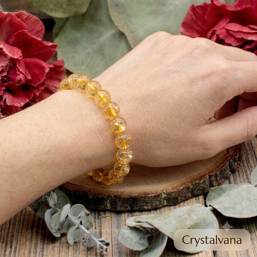 Natural Citrine Crystal Bracelet | Abundance & Confidence | Crystalvana