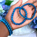 Blue Apatite Beaded Bracelet – natural Blue Apatite crystal bracelet by Crystalvana