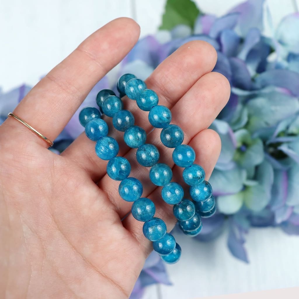 Natural Blue Apatite bead detail – each stone is one of a kind
