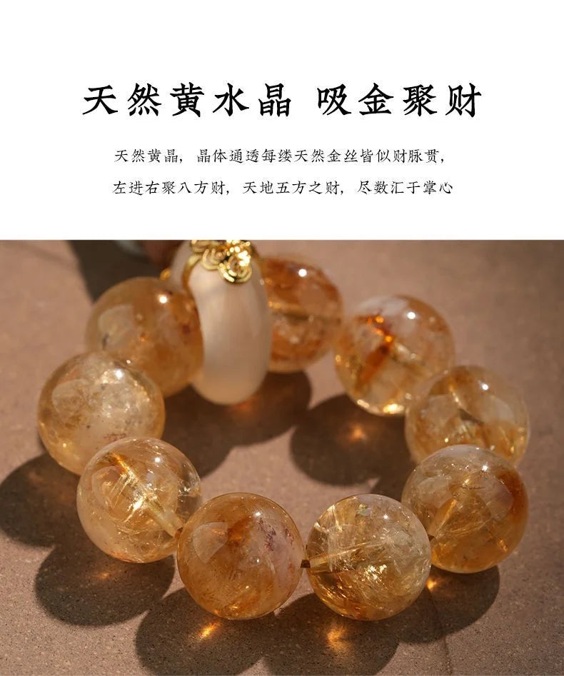 Citrine crystal phone charm for abundance and success, Crystalvana
