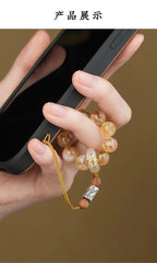 Citrine crystal phone charm for abundance and success, Crystalvana