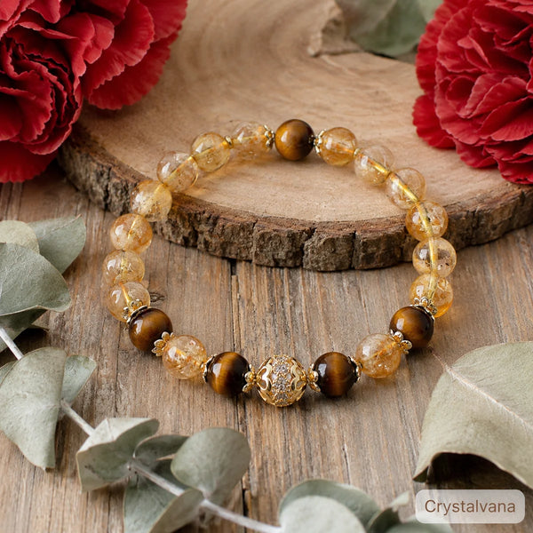 Natural crystal bracelet Natural Citrine Tiger Eye Bracelet
