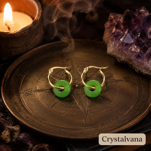 Natural crystal bracelet Natural Jade Imperial Green 10mm Donut Earrings