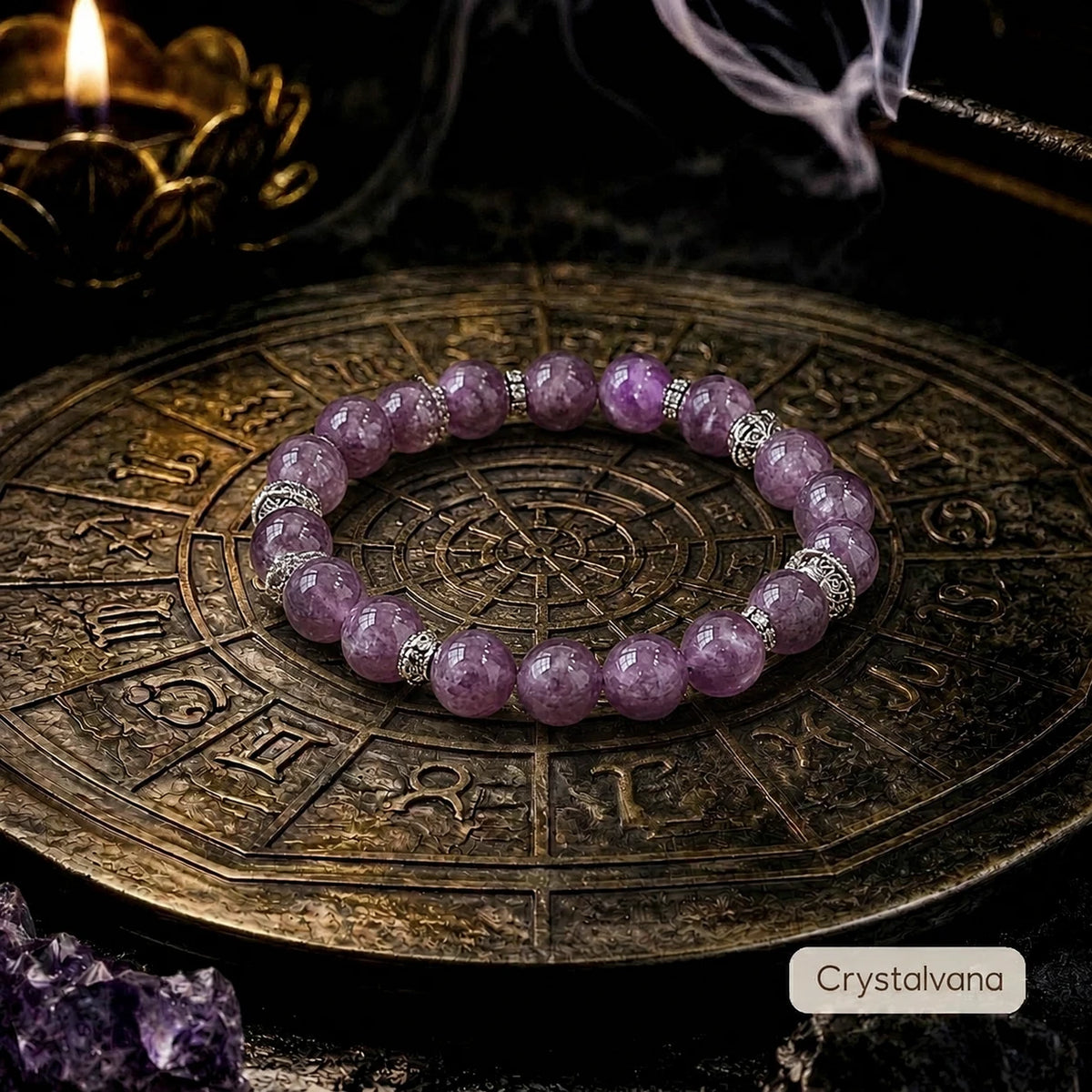 Natural Lepidolite Crystal Bracelet | Nine Purple Star Energy | Crystalvana