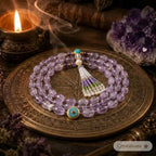 Original Lavender Amethyst Tassel Necklace | Evil Eye Charm | Crystalvana