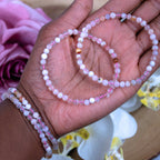 Close-up of natural Flower Agate beads showing colour and pattern
