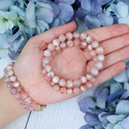 Flower Agate bracelet worn on the wrist