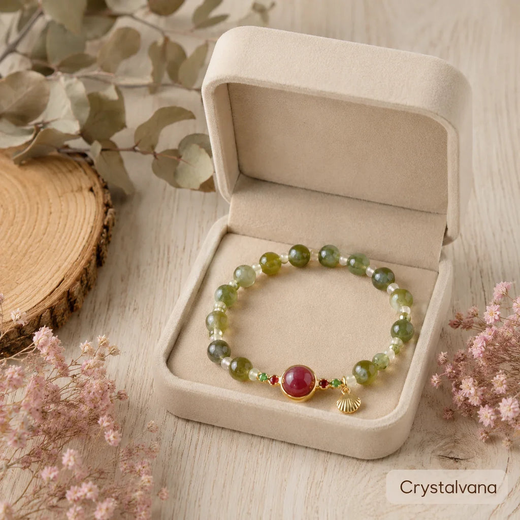 Natural green aventurine crystal bracelet lifestyle scene for attracting good fortune and daily wear, Crystalvana