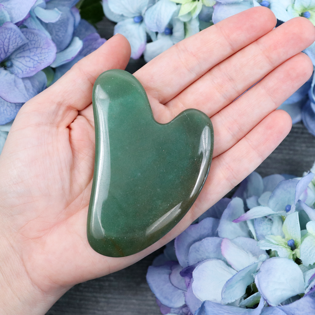 Close-up of the natural Green Aventurine stone surface and veining