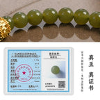 Green Jade crystal phone charm with pearl accents for harmony and good fortune, Crystalvana