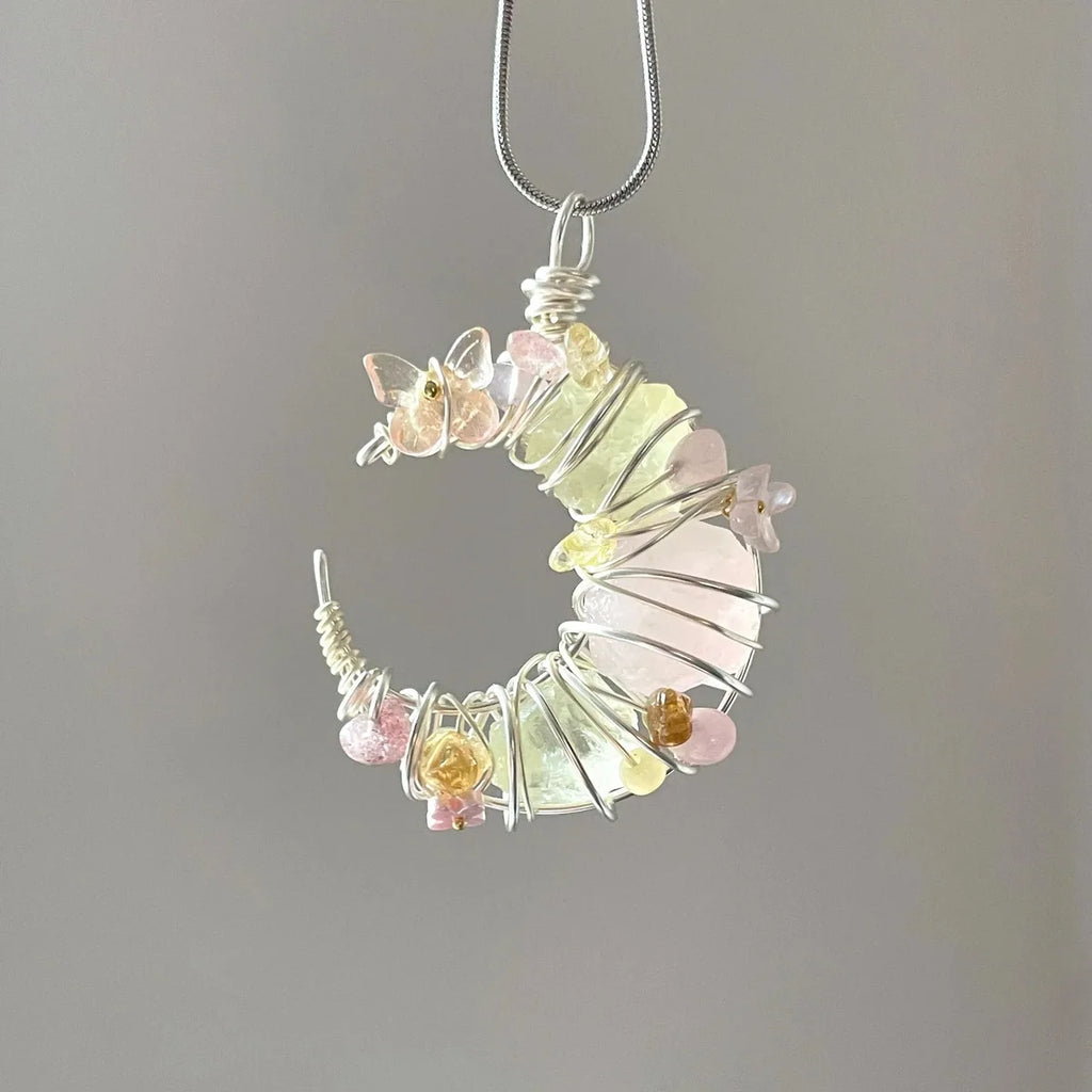 Handcrafted Raw Crystal Wire Wrapped Pendant Necklace Titani 4
