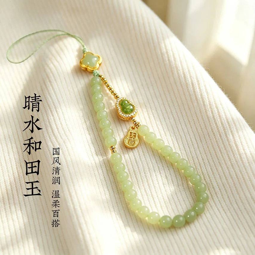 Hetian Jade crystal phone charm for peace and serenity, Crystalvana