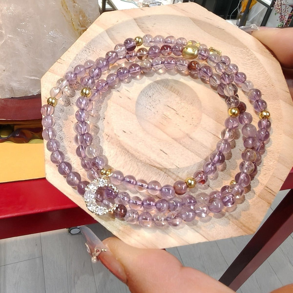 Natural Amethyst Phantom Multi-Wrap Bracelet - Crystalvana