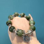 Natural Hetian Jade Bracelet Chinese Style 16mm | Virtue & Protection | Crystalvana