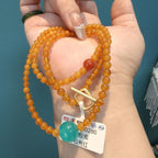 Natural Amber Honey Necklace Amazonite Carnelian - Crystalvana