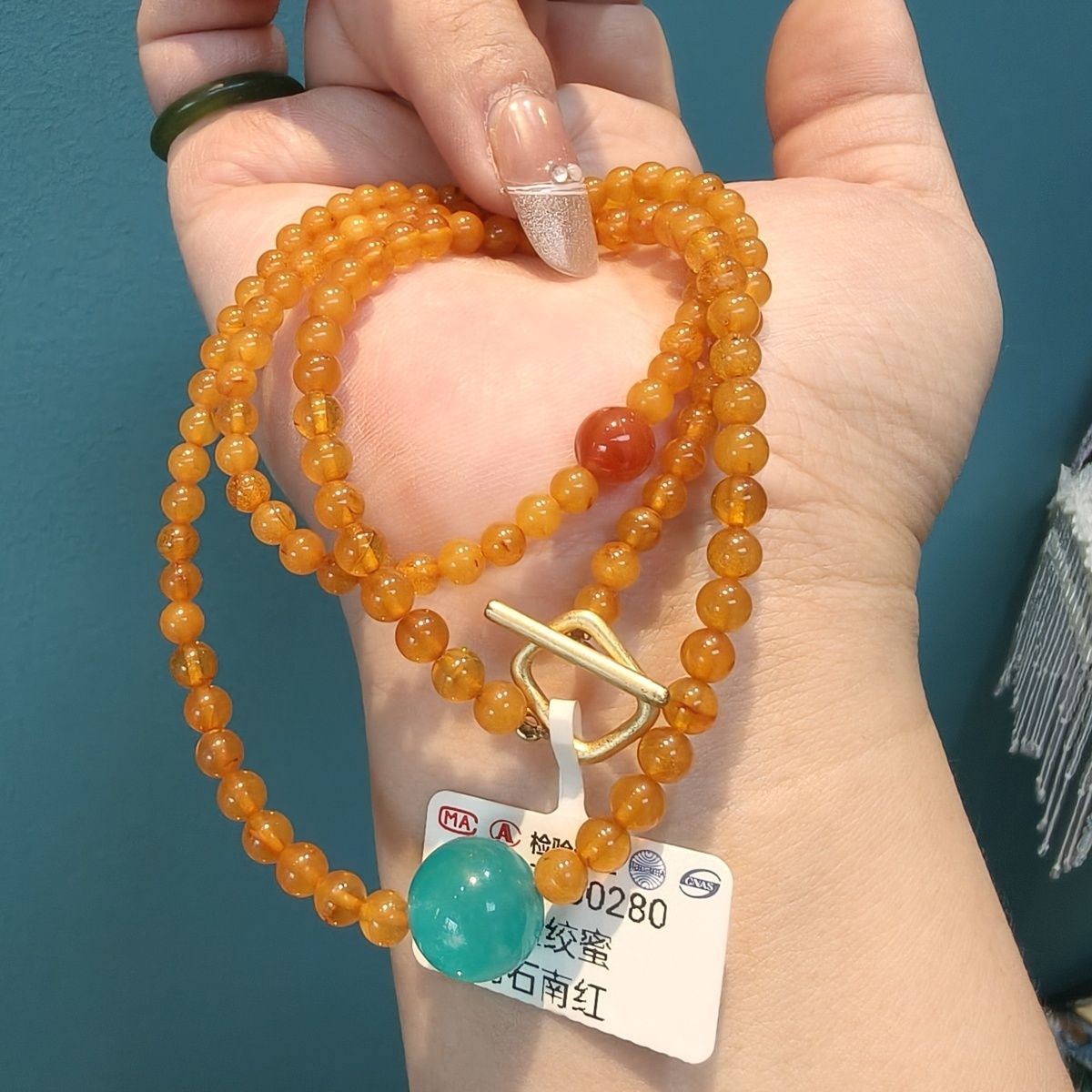 Natural Amber Honey Necklace Amazonite Carnelian - Crystalvana