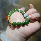 Natural Hetian Jade Green Silver Bracelet | Harmony & Protection | Crystalvana