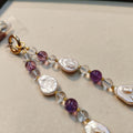 Natural White Crystal Amethyst Pearl Baroque Phone Chain - Crystalvana