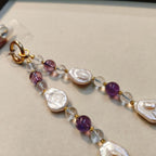 Natural White Crystal Amethyst Pearl Baroque Phone Chain - Crystalvana