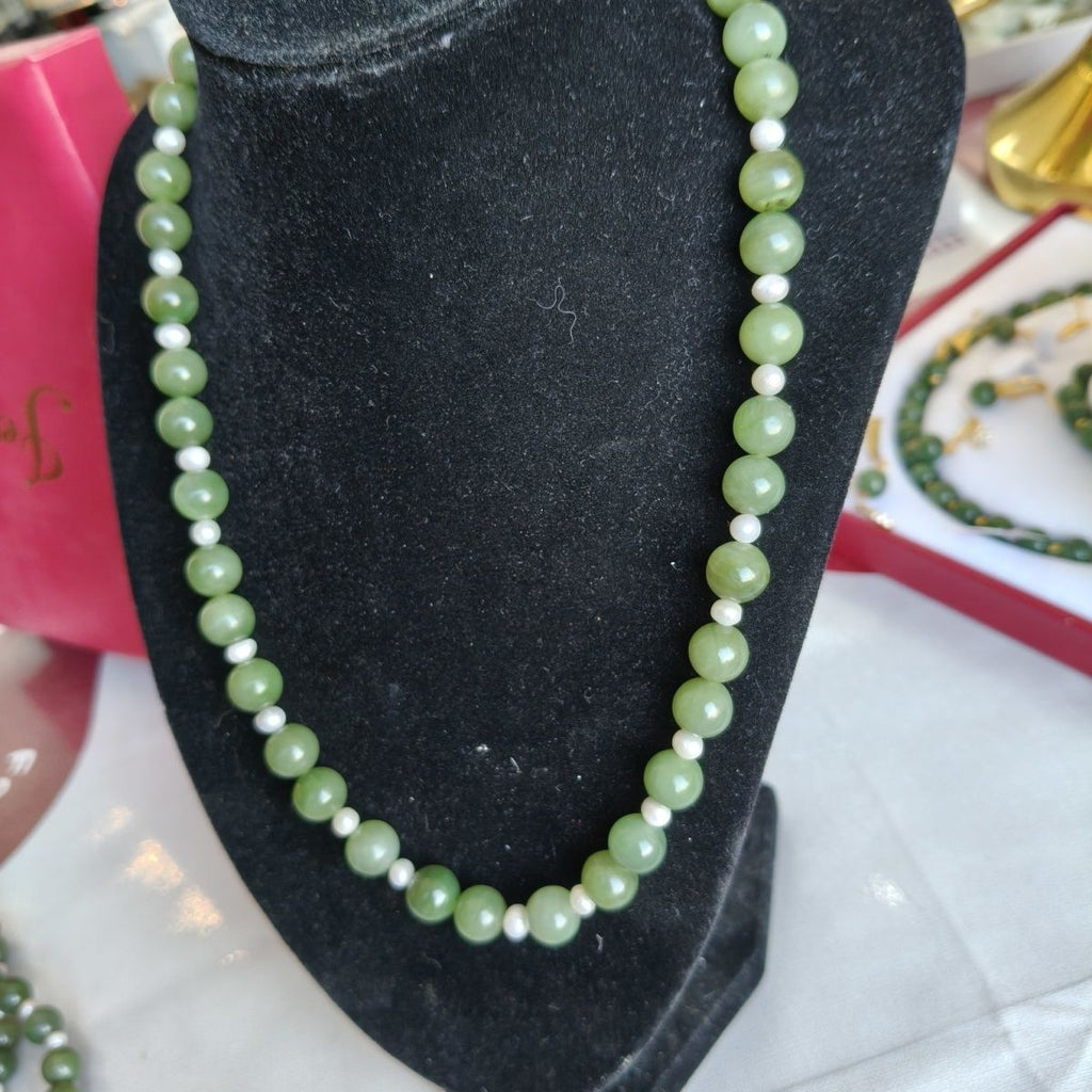 Natural Hetian Jade Cat Eye Pearl Necklace - Crystalvana