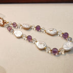 Natural White Crystal Amethyst Pearl Baroque Phone Chain - Crystalvana