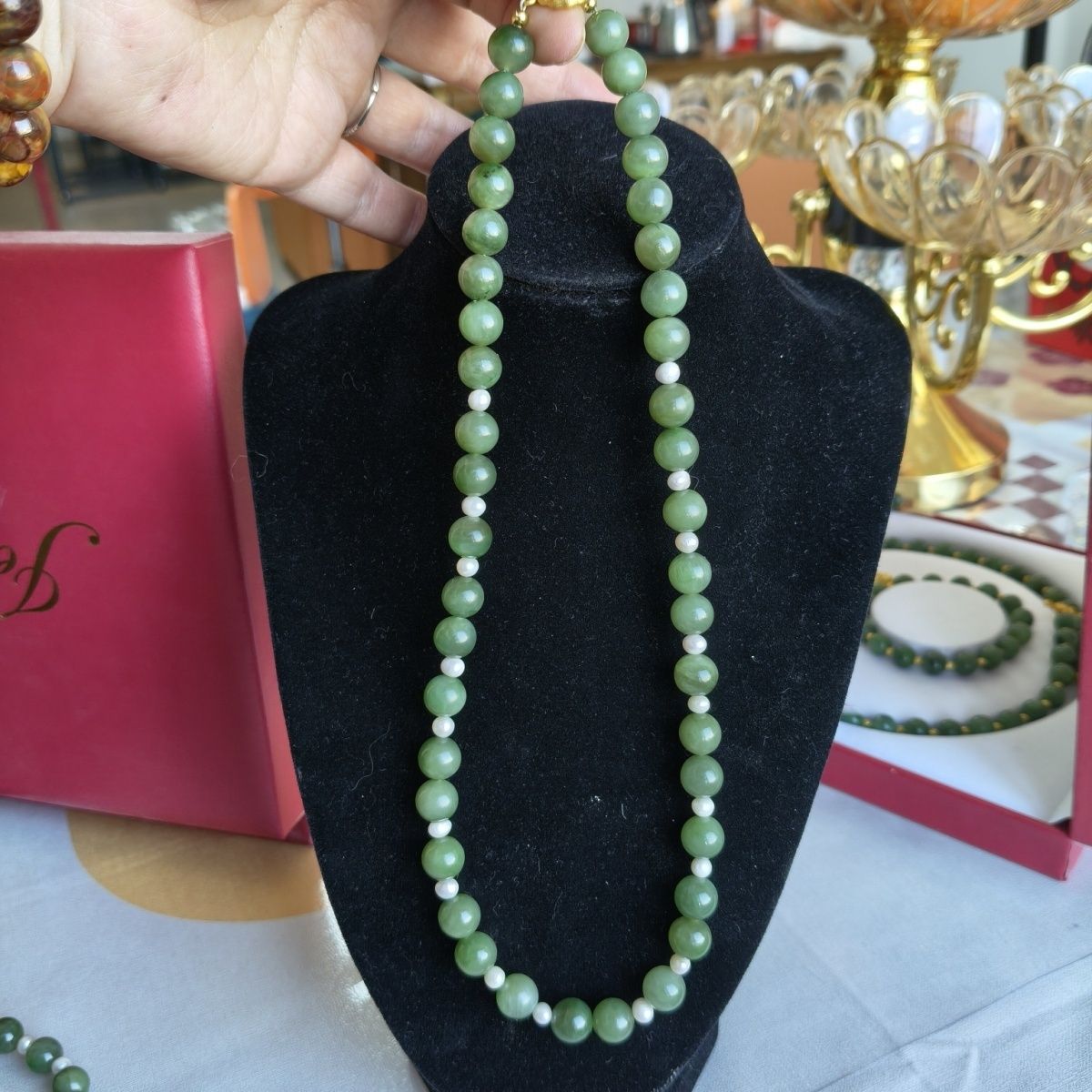 Natural Hetian Jade Cat Eye Pearl Necklace - Crystalvana