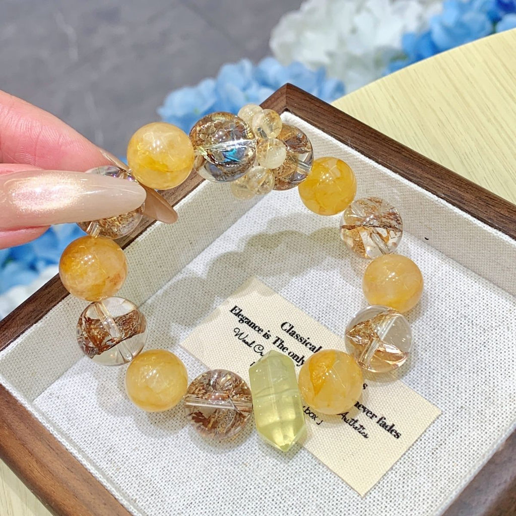 Fortune Citrine Golden Rutile Koi Bracelet - Crystalvana