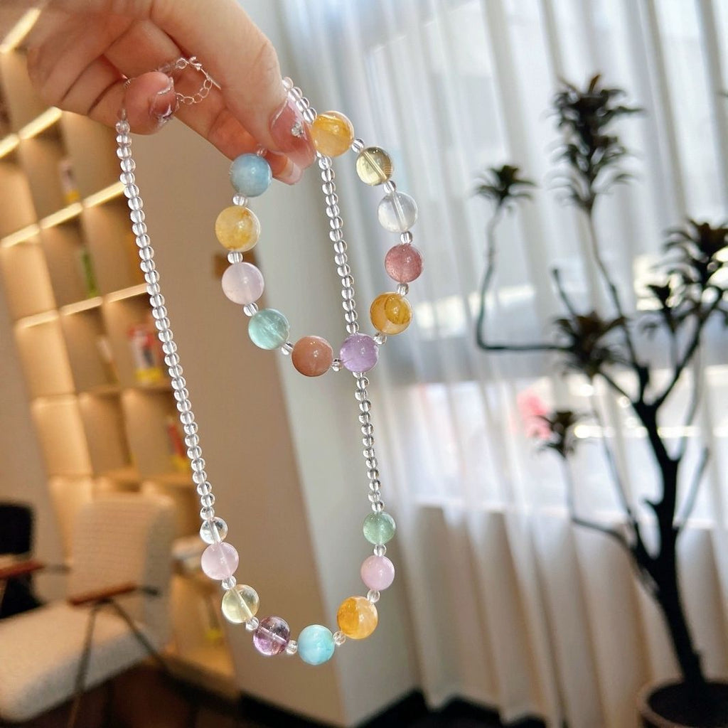 Natural Crystal Multi-Gemstone Bracelet & Necklace Set - Crystalvana