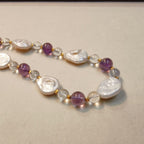 Natural White Crystal Amethyst Pearl Baroque Phone Chain - Crystalvana