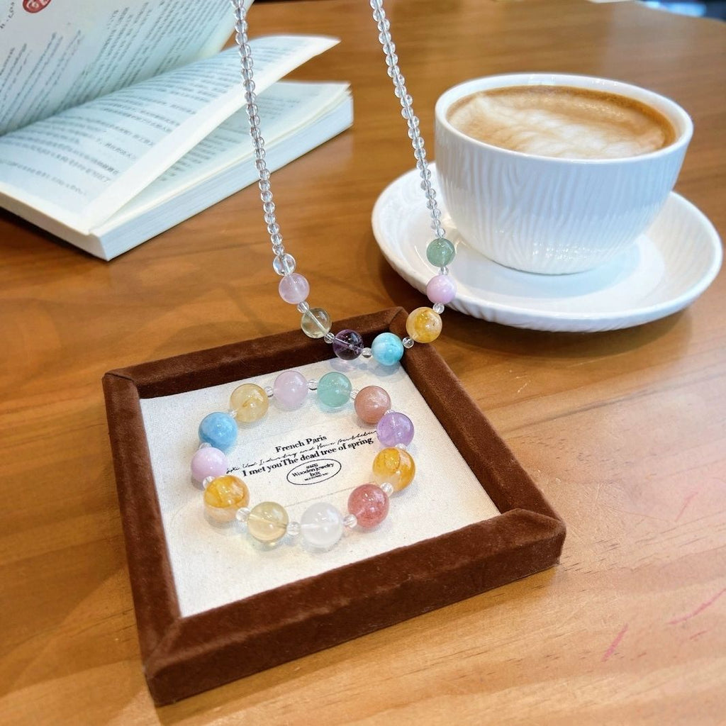 Natural Crystal Multi-Gemstone Bracelet & Necklace Set - Crystalvana