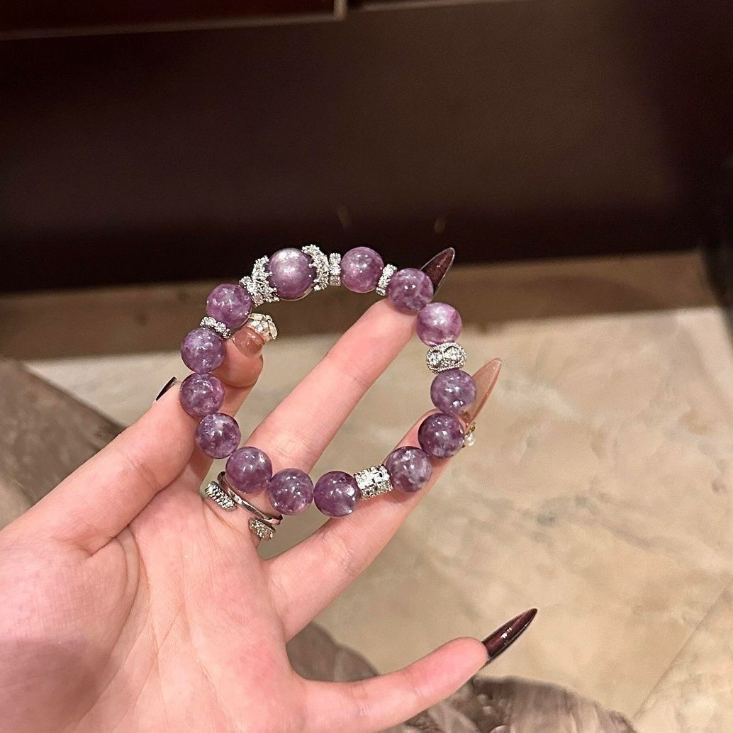 Natural Lepidolite Crystal Bracelet Nine Purple - Crystalvana