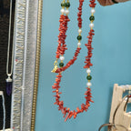 Natural Red Hetian Jade Pearl Long Necklace 90cm - Crystalvana