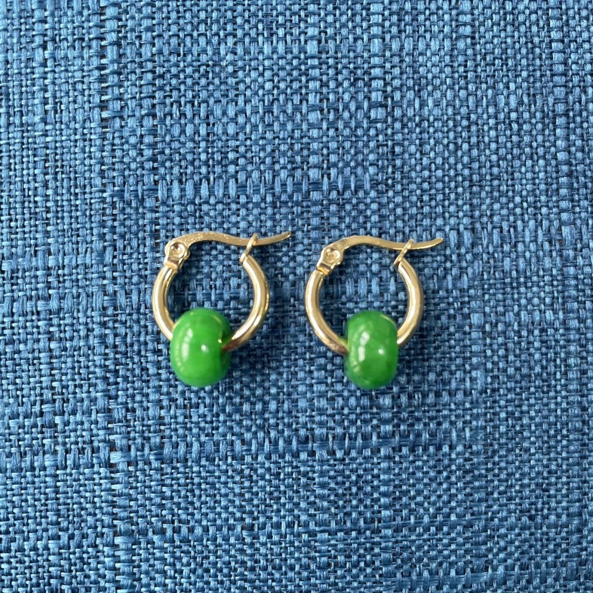 Natural Jade Imperial Green 10mm Donut Earrings - Crystalvana