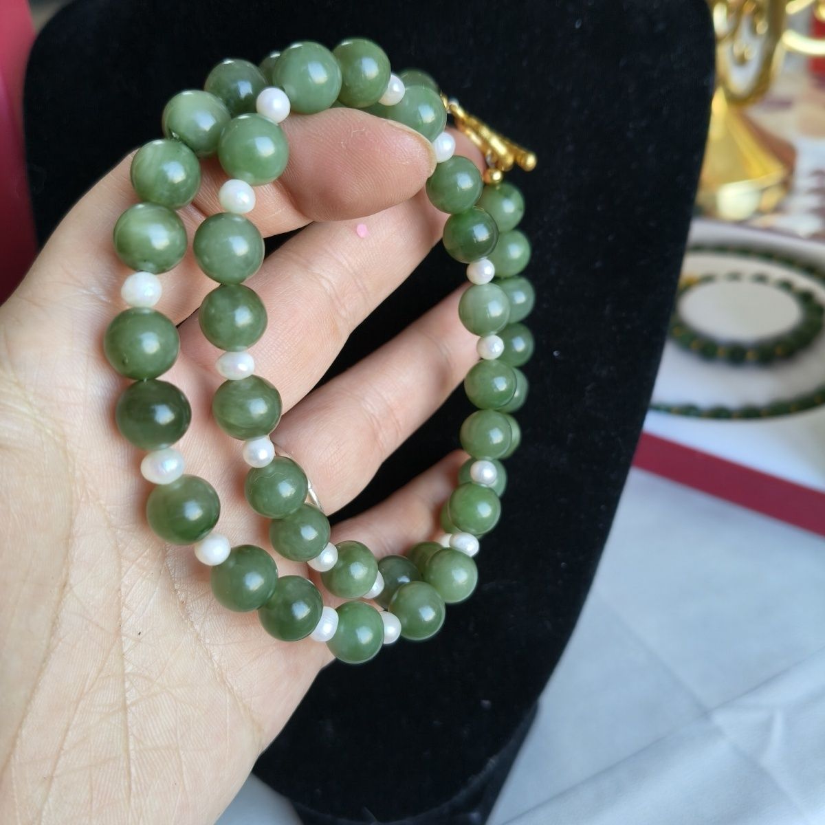 Natural Hetian Jade Cat Eye Pearl Necklace - Crystalvana
