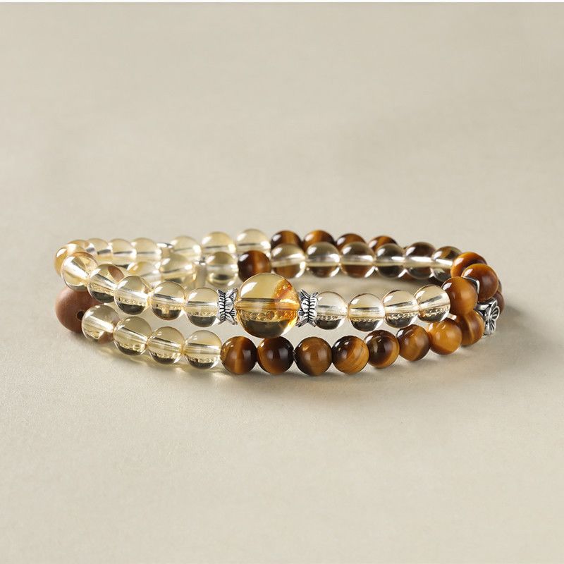 Natural Brazilian Citrine 6mm Double Bracelet - Crystalvana