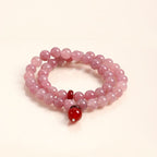 Natural Rose Quartz & Red Agate Crystal Jewelry | Bracelet & Necklace | Crystalvana