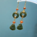 Hetian Jade Buddha Peace Earrings S925 - Crystalvana