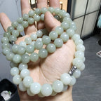 Natural Hetian Jade Qiemo Blue Necklace 10mm - Crystalvana