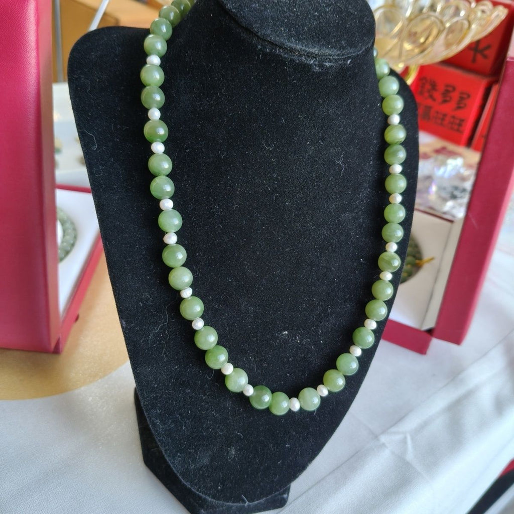 Natural Hetian Jade Cat Eye Pearl Necklace - Crystalvana