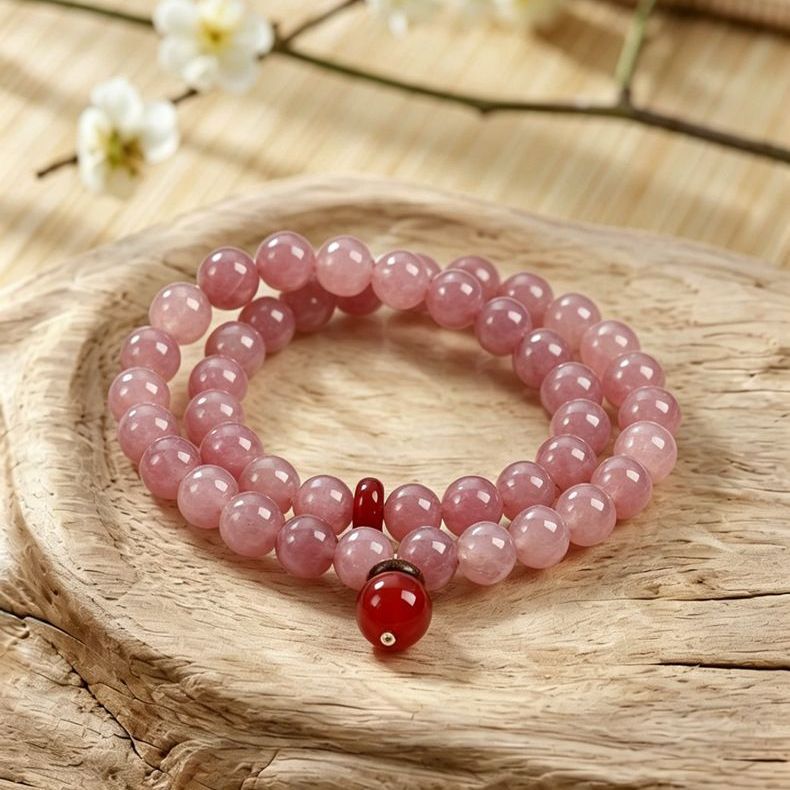 Natural Rose Quartz & Red Agate Crystal Jewelry | Bracelet & Necklace | Crystalvana