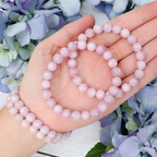 Kunzite bracelet worn on the wrist