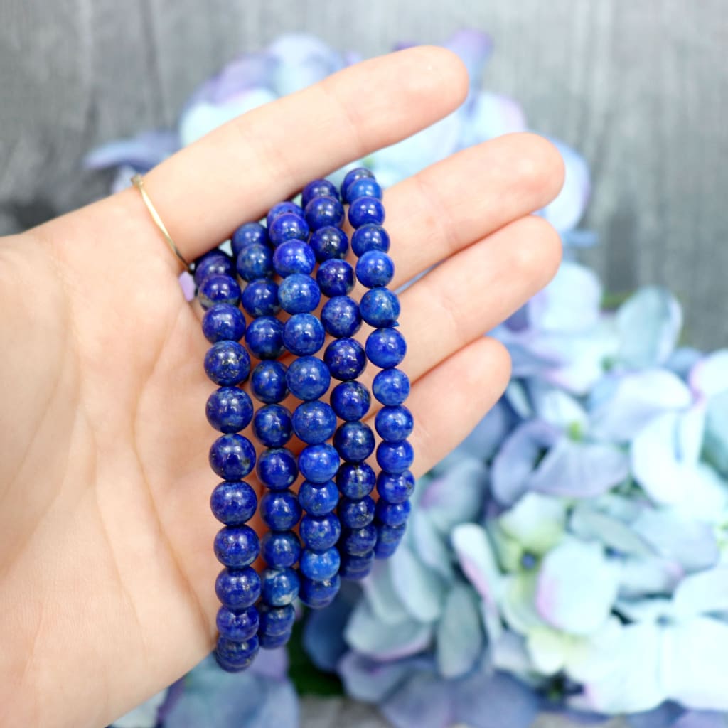 High-Grade Lapis Lazuli Beaded Bracelet – natural Lapis Lazuli crystal bracelet by Crystalvana