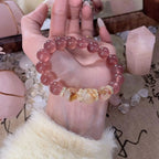 Love and Be Loved Strawberry Quartz and Citrine bracelet for romance and joy, Crystalvana